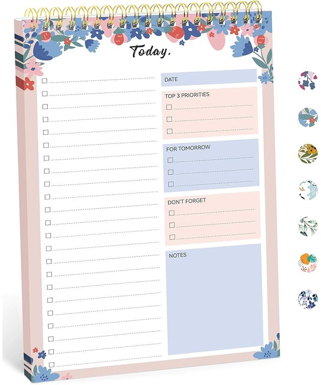 Taja To Do List Notepad - To Do List Notebook for Work with 52 Sheets, 9.8" x 6.5", Undated Daily Planner Perfect for Daily Tasks and Goal Setting, Notepad Suitable for Office, Home & School - Spring Blossom