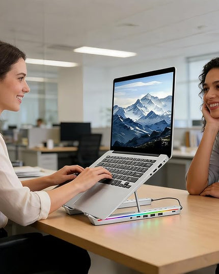 Laptop Docking Stand USB – Ergonomic Foldable Cooling Tablet Support, RGB Station Desk Computer, Monitor Display Office Home Work | Desk Computer Monitor Display Office Home Work Charging