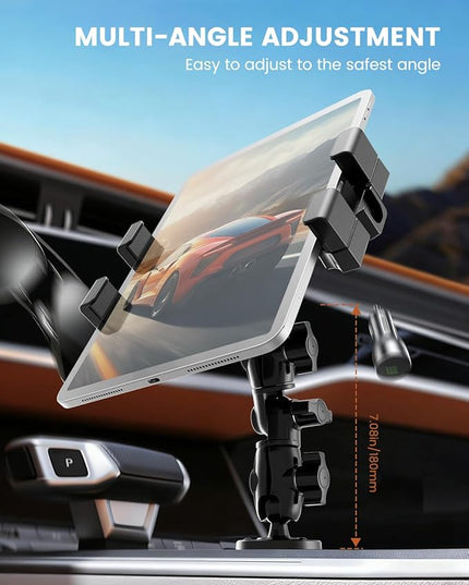 OHLPRO Heavy Duty Drill Base Tablet Mount for Truck Dashboard, 360° Rotating Adjustable Arm, Soporte para Tableta para Auto Fits 5–17 Inch Devices, Secure iPad Holder for Car & Commercial Vehicles