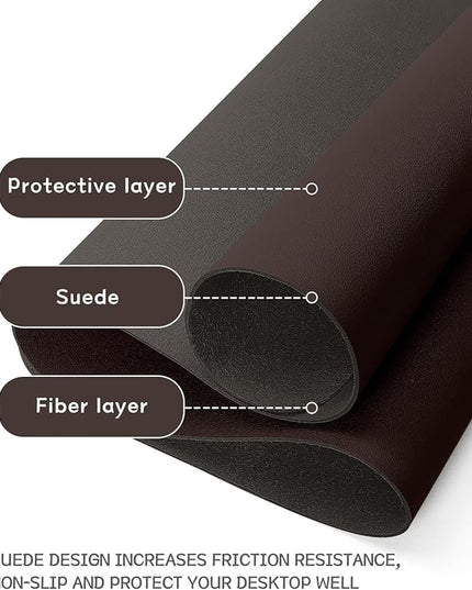 YSAGi Non-Slip Leather Desk Pad, Waterproof Laptop Computer Desk Keyboard Mat, Table Protector Blotter Mat, Large Mouse Pad for Office/Work/Home/Decor(Dark Brown, 31.5" x 15.7")