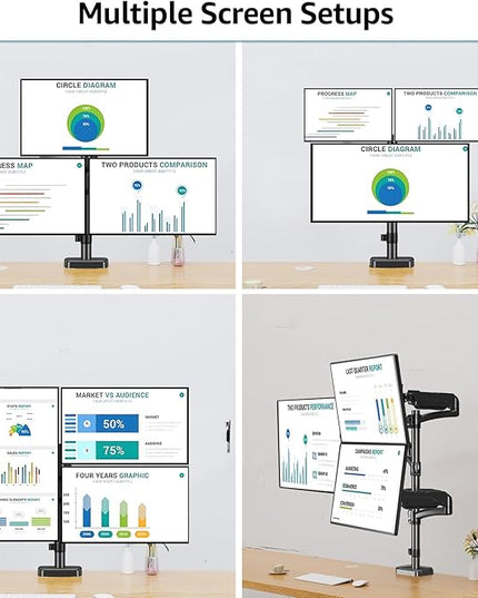 MOUNTUP Triple Monitor Mount Fits Max 32 Inch Screen, Holds 4.4-17.6lbs, 3 Monitors Desk Mount, Triple Monitor Stand for Desk, Adjutable Arm with Clamp/Grommet Base, VESA 75x75/100x100 MU6013A