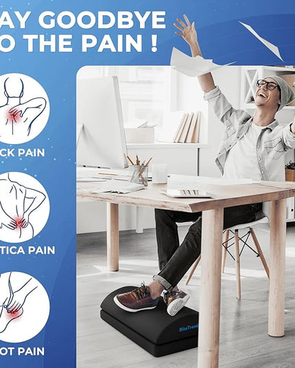 BlissTrends Foot Rest for Under Desk at Work-Versatile Foot Stool with Washable Cover-Comfortable Footrest with 2 Adjustable Heights for Car,Home and Office to Relieve Back,Lumbar,Knee Pain-Black Long