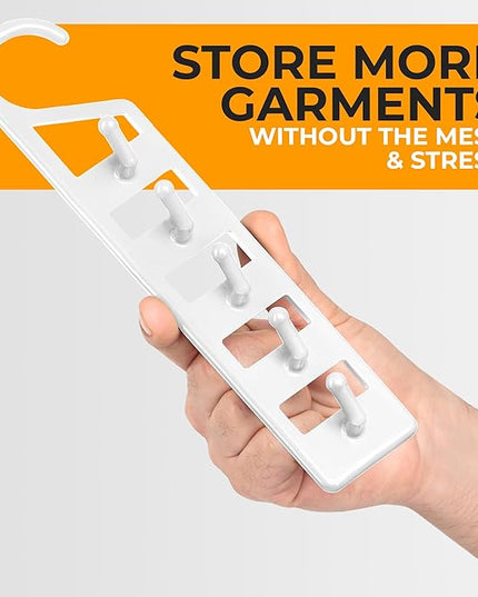 CraftyCrocodile Space Saving Hangers for Clothes - 4 in Pack, Heavy Duty Plastic, Multi Closet Space Savers for Shirts, Pants, Jeans, Sweaters - Hanger Organizer Space Saver, White