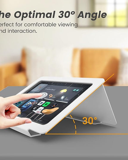 Tablet Desk Stand, All Metal 30° Ergonomic with Security Cable Lock for Office, POS Counter, Reception - Compatible with iPad 10th (10.9"), Pro 11", Air 4/5 (10.9"), Air 11"，iPad 11"(A16)