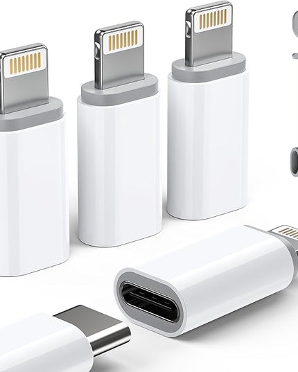 MFi Certified USB C to Lightning Adapter 4-Pack, 27W Fast Charging & Data Sync, Lightning to USB Type C Cable Adapter Compatible with iPhone 14/13/12/Pro/Max, iPad, AirPods, with Anti-Loss Lanyard