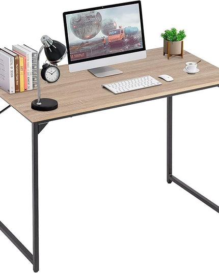 PayLessHere | 39 Inch Computer Desk | Nature | Office Desk with Metal Frame, Adjustable Feet | Water-Resistant, Scratchproof Surface | Sturdy Writing Table for Home Office or Study | Pack of 1