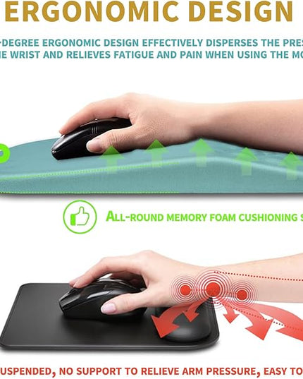 Hokafenle Ergonomic Mouse Pad Wrist Support with Massage Design, Wrist Rest Pain Relief Mousepad with Memory Foam&Non-Slip PU Base, Mouse Pads for Wireless Mouse & Desk (12x8 inch,Light Blue)