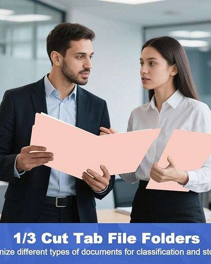 File Folder, HERKKA 30 Pack 1/3 Cut Tab File Folders, File Folders Great for Organizing and Filing, Letter Size, Pink