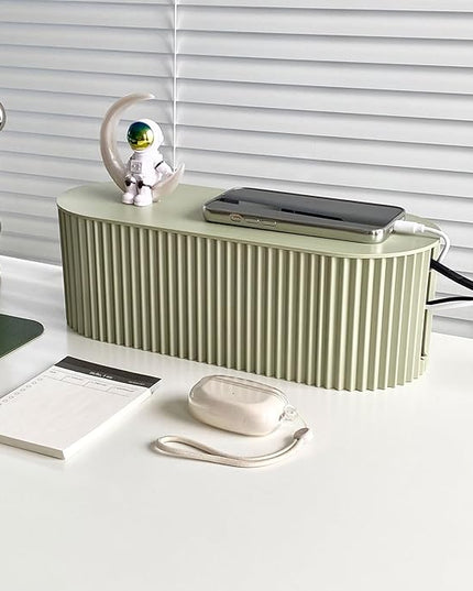 Green Cord Organizer Box, Plastic Cable Management Box with Lid, Power Strips Protector Cover Under TV and Desk for Home, Office, Bathroom, School, Wires Hider Protector for Floor (Small)