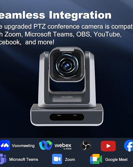 zowietek 4K PTZ Camera, USB/HDMI/LAN Outputs, Wide Angle, 12X Optical Zoom, Ergo-Ease Remote Control, TOF Auto Focus for Video Conference, Meeting, Church, Streaming, Event, Teaching