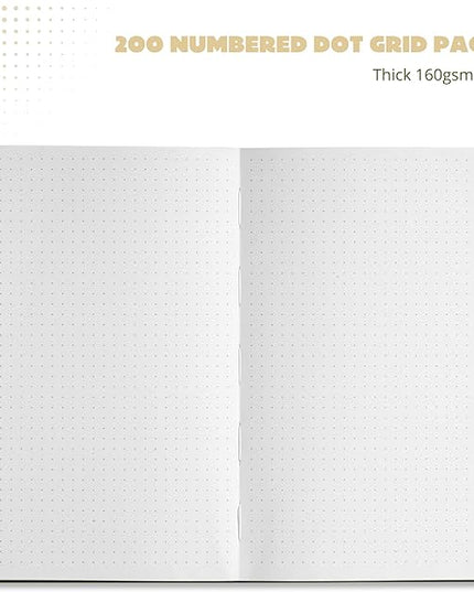 VIVID SCRIBBLES Dotted Journal Notebooks: Bullet Dotted Journal with 200 Numbered Dot Grid Pages, 160gsm Thick White Bleedproof Paper and 3 Sheets of Journal Stickers for Creatives