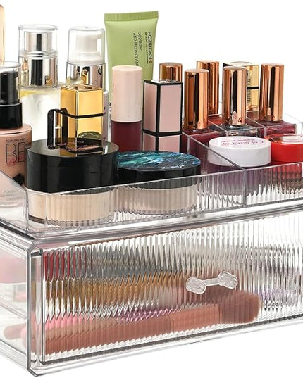 ZHIAIstackable storage drawer, transparent acrylic storage box, cosmetics and beauty product storage organizer, suitable for makeup room, bathroom, under kitchen sink, room, home bedroom storage.