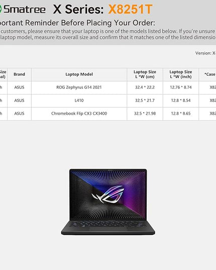 Smatree Hard EVA Protective Sleeve Case Compatible for 14 inch ASUS 2021 ROG Zephyrus G14 GA401QM-XS98Q-WH, Chromebook Flip CX3 CX3400, ASUS L410 Waterproof and Anti-Shock Bag, White (X8251TW)