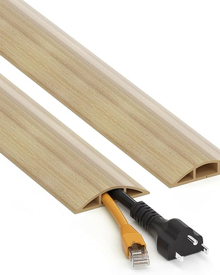 Floor Cord Cover 6ft, Maple Wood Cord Hider Floor Hide Extension Cords, Floor Cable Management Floor Cable Cover Wire Covers for Cords, Cable Protector Cord Cavity W0.6in x H0.32in