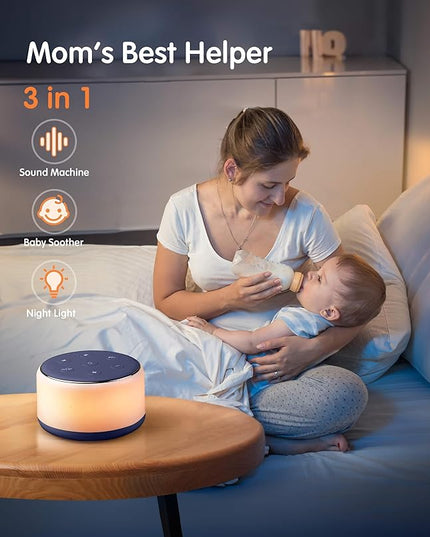 FamiSym Sleep Sound Machine for Babies Kids Adults - Rechargeable White Noise Machine for Sleeping with Night Light, 34 Soothing Sounds, Nursery Decor Baby Lullaby Machine, Registry Gift