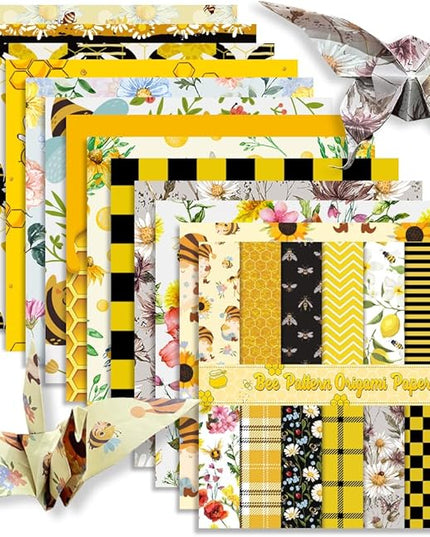 Square Origami Paper 6x6 Double Sided 50 Sheets 50 Colors 70GSM Origami Kit Japanese Chiyo Easy Fold Arts Crafts DIY Handwork Bee