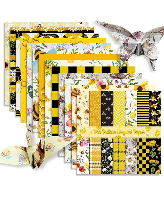 Square Origami Paper 6x6 Double Sided 50 Sheets 50 Colors 70GSM Origami Kit Japanese Chiyo Easy Fold Arts Crafts DIY Handwork Bee