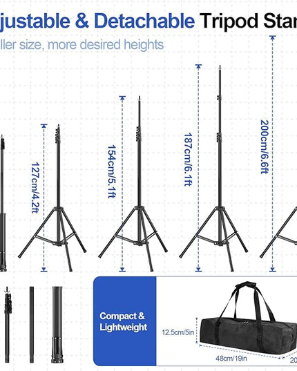 Backdrop Stand 10x6.6ft(WxH), Photo Studio Adjustable Background Stand Support System Kit with 8 Crossbars, 8 Clamps and Carrying Bag for Parties, Wedding, Photography, Decoration