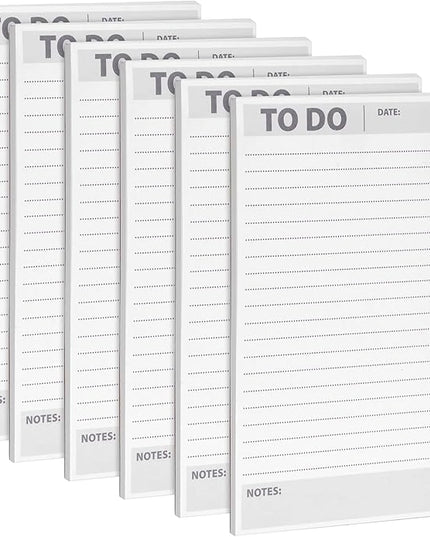 Paper Junkie To Do List Notepad - 8.5 x 5.5 in, White, 6-Pack - Office Desk Pad for Daily Reminder Checklist - Easy-Tear Sheets for Daily Task Planning