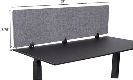 Stand Up Desk Store ReFocus Raw Clamp-On Acoustic Desk Divider Mounted Privacy Panel to Reduce Noise and Visual Distractions (Castle Gray, 59" x 16")