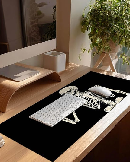 Mouse Pad Gaming Mousepad 31.5 x 11.8 Inch Large Keyboard Desktop Mat Diatomite XL Mouse Pad for Home and Office Desk Accessories with Cartoon Skeleton Line Art Design