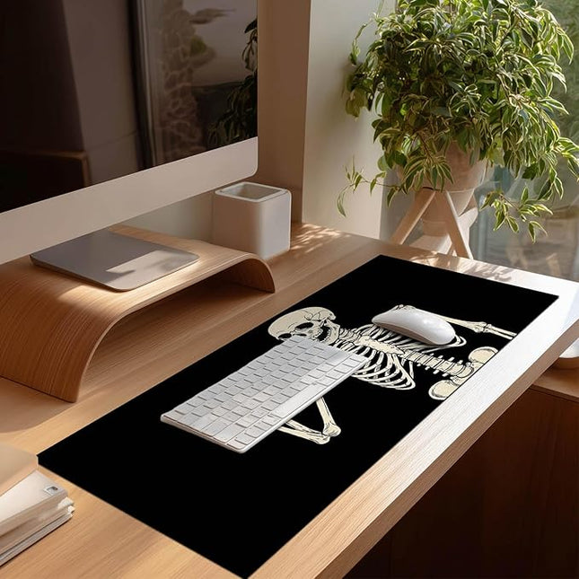 Mouse Pad Gaming Mousepad 31.5 x 11.8 Inch Large Keyboard Desktop Mat Diatomite XL Mouse Pad for Home and Office Desk Accessories with Cartoon Skeleton Line Art Design
