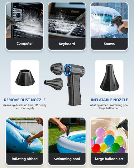 Compressed Air Duster - 300000RPM Super Power Electric Air Duster Variable Speed Compressed Air, 8000mAh Battery Fast Charging Canned Air, Mini Cordless Air Blower for Home/Keybaord/PC/Computer/Car