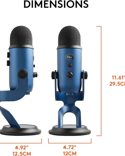 Logitech Creators Blue Yeti USB Microphone for Gaming, Streaming, Podcast, YouTube, Discord, PC, Studio Sound, Plug & Play-Midnight Blue