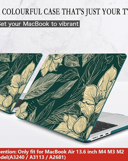 CISSOOK Compatible with MacBook Air 13.6 inch Case 2022 2023 2024 2025 Release A2681 M2 A3113 M3, Plastic Hard Shell Case & Keyboard Cover & Screen Protector, Elegant Floral