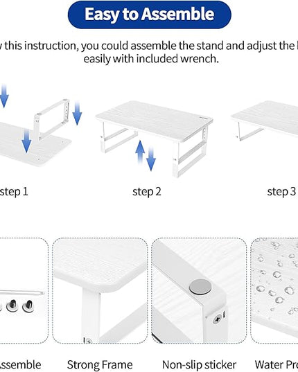 BESIGN MS01 Monitor Stand Riser, Height Adjustable Laptop Stand, Computer Monitor Stand for Monitor, Computer,Laptop,Printer (White)