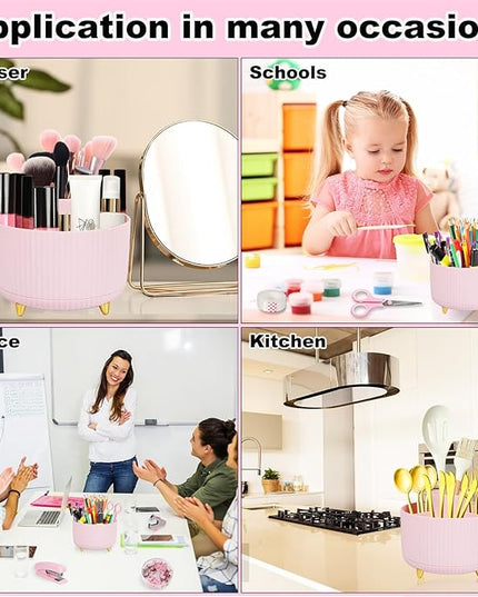Desk Organizers and Accessories Set with 360-Degree Rotating Pen Holder, Tape Dispenser, Stapler, Staple Remover, 1000 Staples, Tape, Clips Set, Ruler, Scissor, Pen