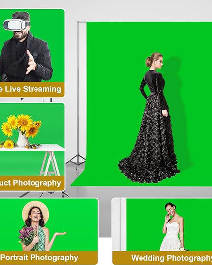 UTEBIT Green Screen Backdrop, 6x9 ft Photography Chroma Key Greenscreen Background Sheet for Background Removal, Thick Polyester Fabric Cloth Sheet for Photoshoot Video, Live Streaming (Backdrop Only)