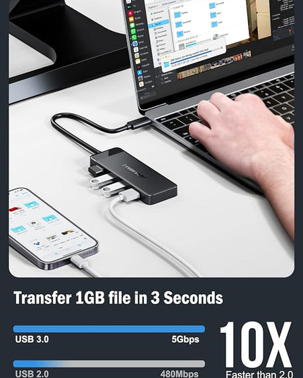 Lemorele 9-in-1 USB C Hub Multiport Adapter, USB C Dongle w/4K HDMI for MacBook Pro Air, 3 USB3.0 5Gbps and 1 USB2.0 Port, Type-C 3.0, 100W PD, SD/TF, Docking Station for Windows/iPad/Dell/HP/Lenovo