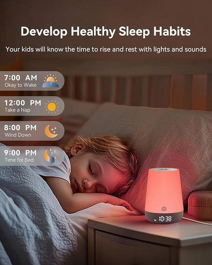 Dreamegg Nite 1 - Baby Sound Machine, Sleep Trainer, Night Light for Kids, Ok to Wake Alarm Clock, 34 Soothing Sounds, App Control, White Noise Sound Machine for Baby Kids Toddler Nursery(Cozy Xmas)