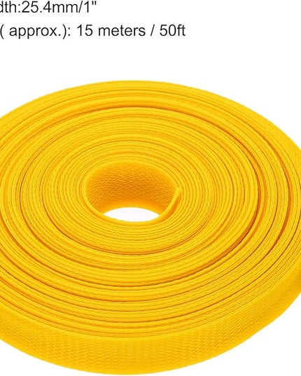 uxcell Expandable Sleeving, 1-inch 50ft Cable Sleeve, Yellow