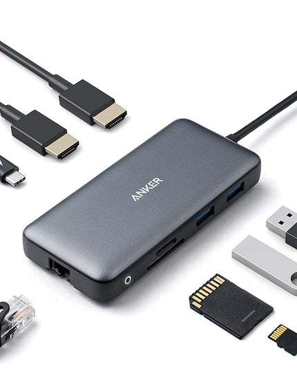 Anker Laptop Docking Station Dual Monitor, 8-in-1 USB C Hub, 4K Dual Monitor with 2 HDMI, 1 Gbps Ethernet Hub, 85W Power Delivery, SD Card Reader, for XPS and More (Charger not Included)