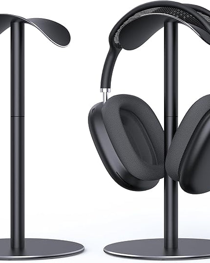 Headphone Stand for AirPods Max, Headset Stand for Desk with Curved Headphone Rest & Anti-Slip Base, Aluminum Alloy Headphones Holder for On-Ear/Over-Ear Headphone/Gaming Headset, Black
