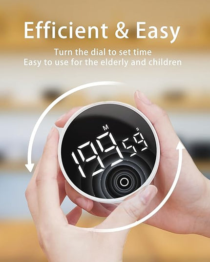 Digital Kitchen Timers, Visual timers Magnetic Countdown Countup Timer Large LED 200 Minutes Display Volume Adjustable for Cooking Fitness Studying, Easy for Kids and Seniors