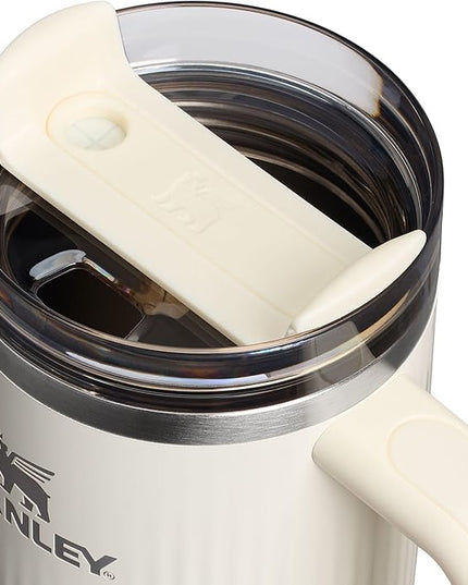 STANLEY Quencher H2.0 Tumbler with Handle and Straw 30 oz | Flowstate 3-Position Lid | Cup Holder Compatible for Travel | Insulated Stainless Steel Cup | BPA-Free | Fluted Cream Gloss