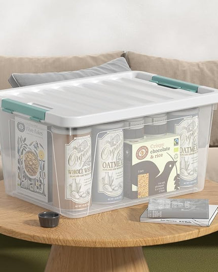 Gainhope 6 Pack 35 L Clear Plastic Storage Bin, Latch Storage Box with Lid
