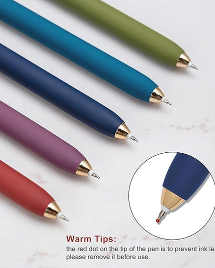 Linbsunne Gel Pens Black Ink Pens for Office 0.5mm Fine Point Pen Smooth Writing Retractable (Vintage-10 pcs)