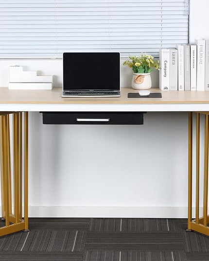 OSteed Under Desk Drawer Black 21" with 4 Divider Trays, Under Shelf Pencil Drawer Pull-out, Standing Desk Metal Storage Attachment Slide Out for Workbench