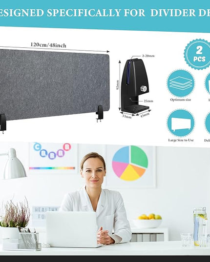 Wesiti 2 Pcs Acoustic Desk Divider Noise Reducing Desk Privacy Panel for Student Table Standing Sound Proof Divider Desktop Claw Office Furniture Partition for Classroom(Gray,47.24 x 15.75 Inches)