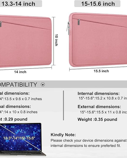 15.6 inch Laptop Case, Slim Computer Carrying Bag Protective Cover Briefcase with Front Pocket, Durable Laptop Sleeve for 15-16 Inch HP, Dell, Lenovo, Asus- Red Pink