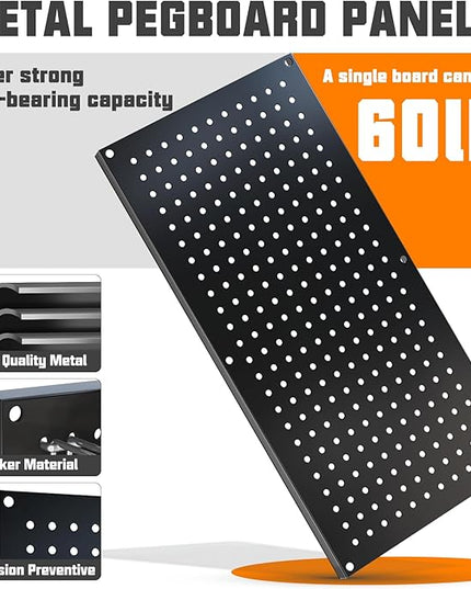 Metal Pegboard Storage System, Garage Wall Organizer, Tool Storage Panels for Workbench (Black 31.5"x15.75"-4PCS)