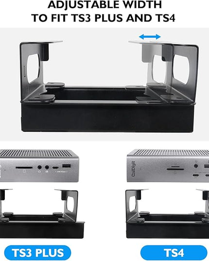 Under Desk Holder for Thunderbolt 4 Dock/Thunderbolt 3 Dock and Power Cable, Under Desk Iron Storage Rack for TS4 / TS3 Plus, No Drill, Easy Install with All Hardware Included