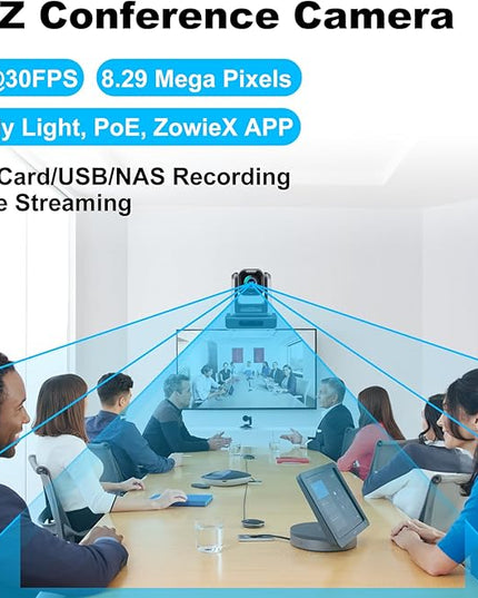 zowietek 4K USB/HDMI/LAN PTZ Camera, Ergo-Ease Remote Control, Auto Focus, 18X Optical Zoom, Live Streaming for Video Conference, Meeting, Church, Event, Teaching