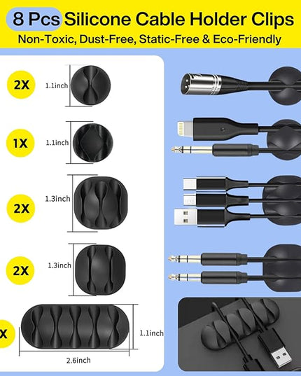 [313Pcs] Cable Management Kit, 67 Adhesive Cable Clips, Topavatop Desk Cord Organizer, 22 Reusable Cable Strap, 4 Cable Sleeve Split, 200 Nylon Cable Zip Ties with 20 Mounts for TV Office Home, Black