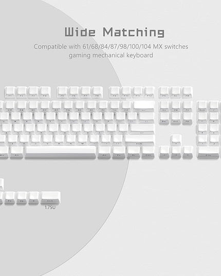 Womier Keycaps - Jelly Keycaps White 60 65 75 100 Percent, Side Printed Elegant Crystal Key caps, Custom 113 Keys OEM Profile for 61/68/84/87/98/100 Cherry Gateron MX Mechanical, White