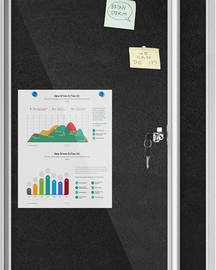 Mifuro 36"x24" Enclosed Bulletin Board, Lockable Weather-Resistant Aluminum Cork Noticeboard for School & Office, Silver Frame w/Black Flet